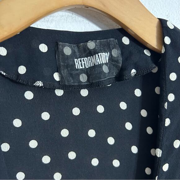 Reformation Casa Blanca Sheer Top Cardigan Polka Dot black white EUC size XS - Picture 8 of 14